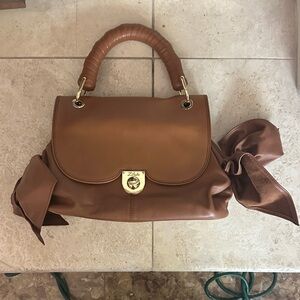 Zac Posen z spoke beautiful brown leather bag with bow accents